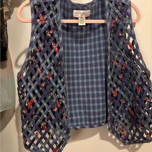 Vintage Blue Plaid & Floral Lattice